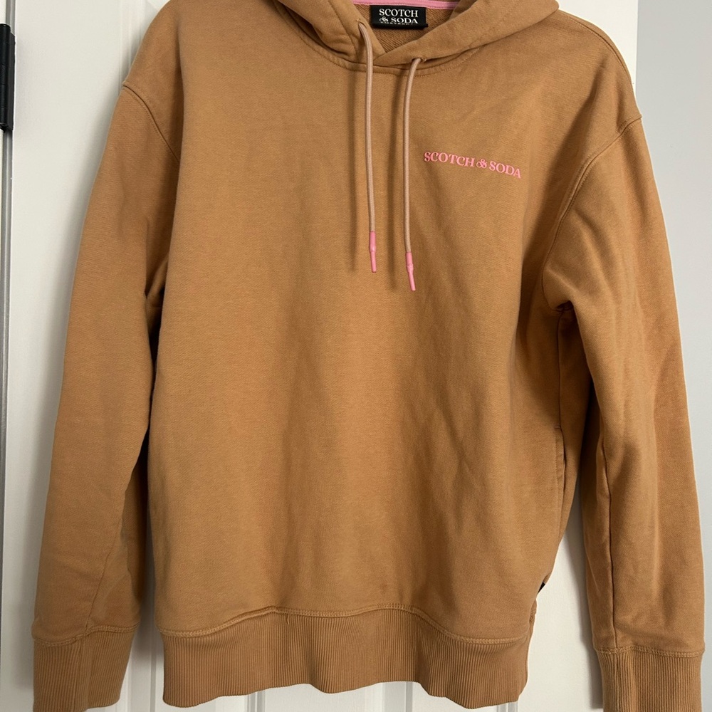 Scotch & Soda Tan and Pink Pullover Hoodie